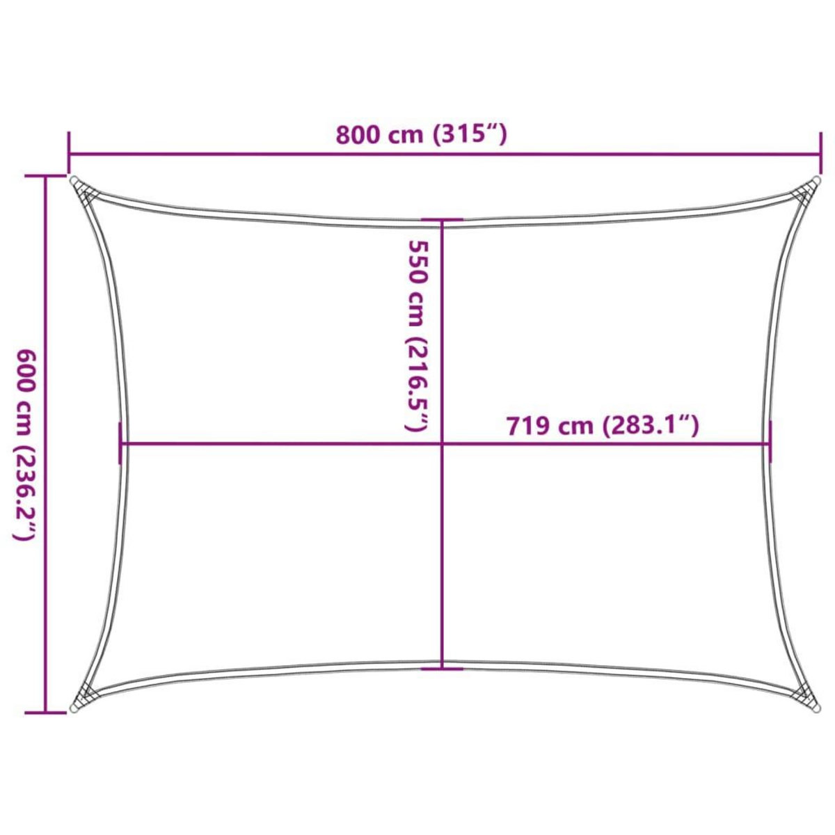 VIDAXL Voile d'ombrage 160 g/m^2 Anthracite 6x8 m PEHD
