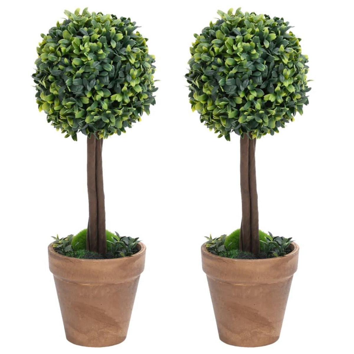 VIDAXL Plantes de buis artificiel 2 pcs avec pots Boule Vert 56 cm