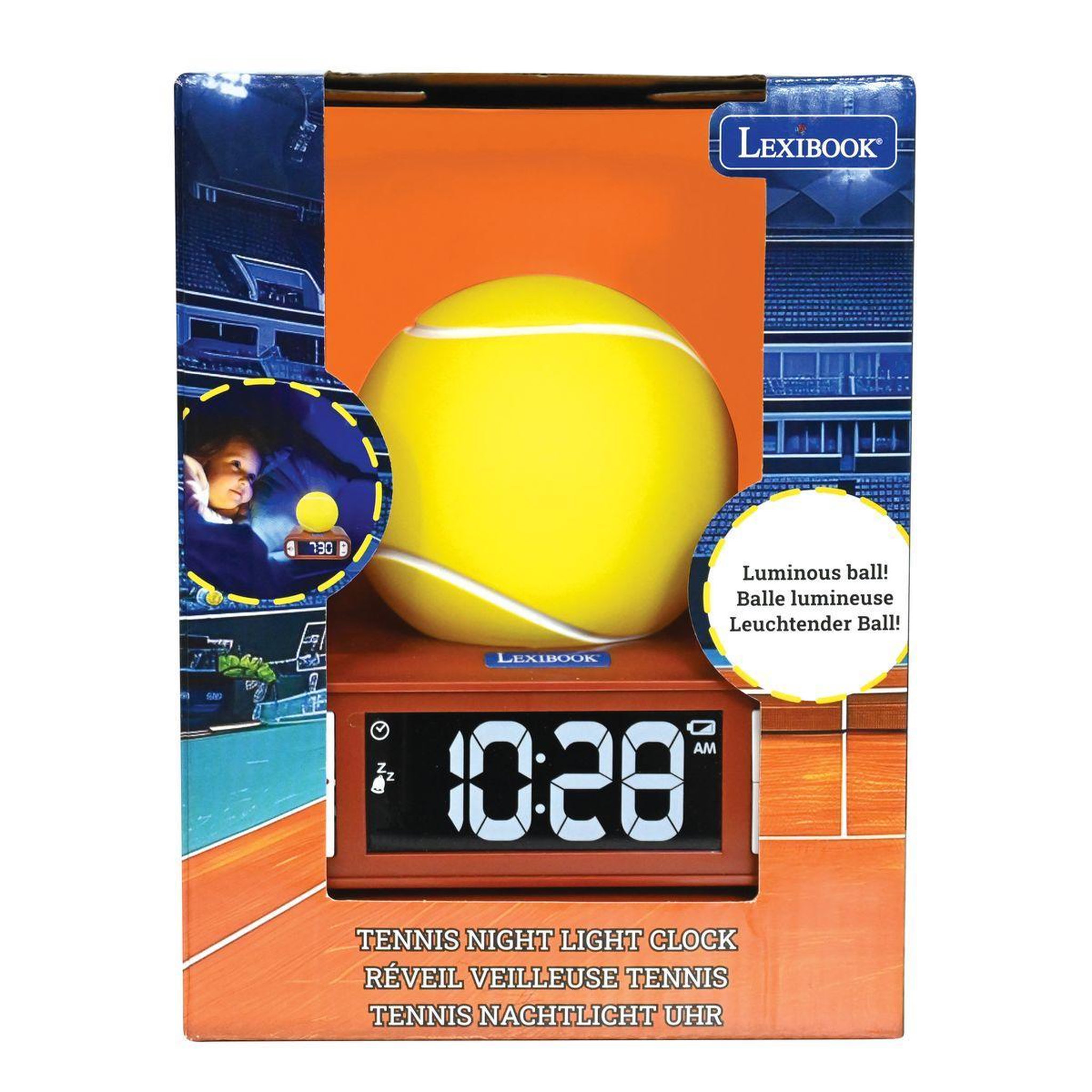 Voir la diapositive 2 : Lexibook Réveil avec veilleuse Tennis en 3D