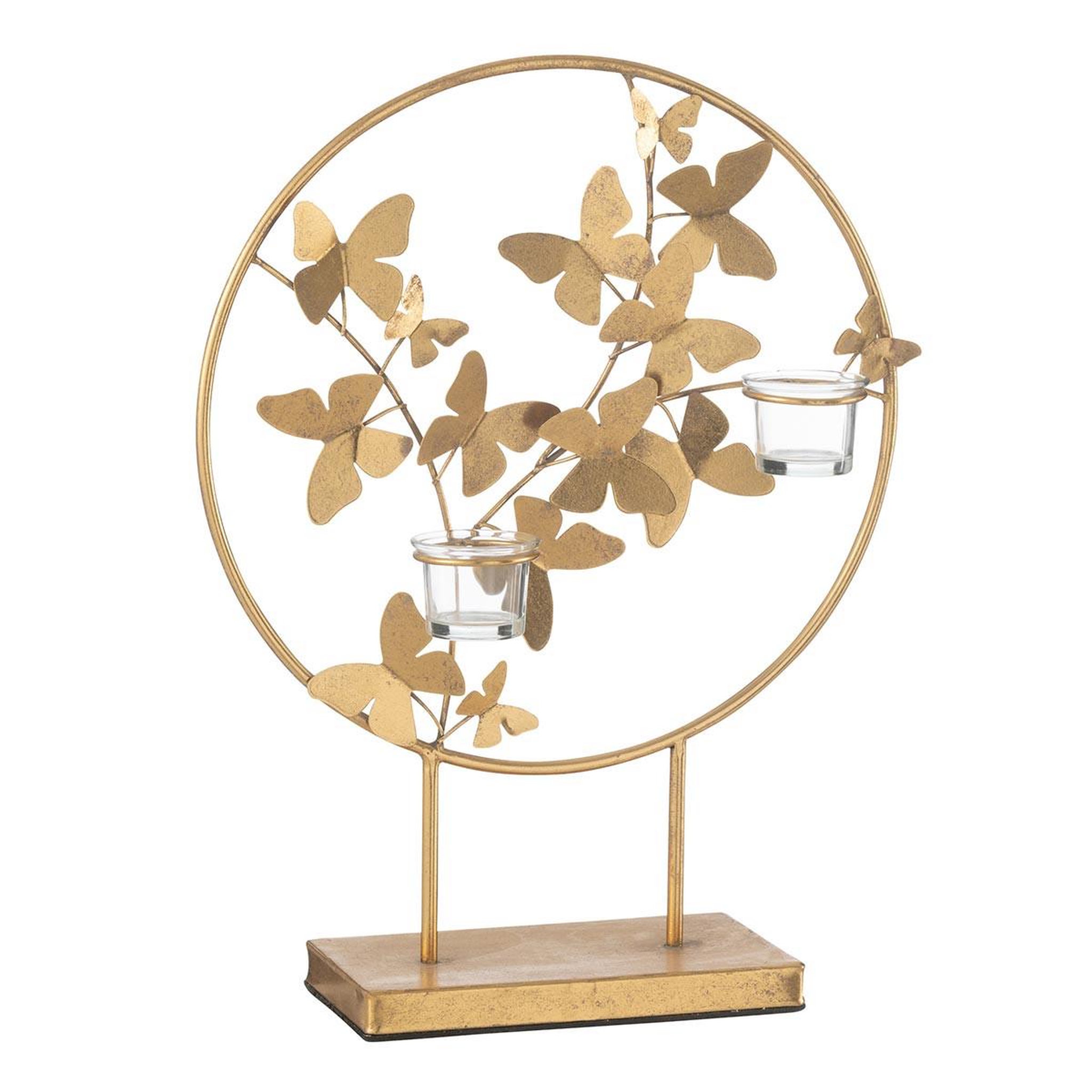 J-LINE Photophore design papillon en métal  fly  46cm or