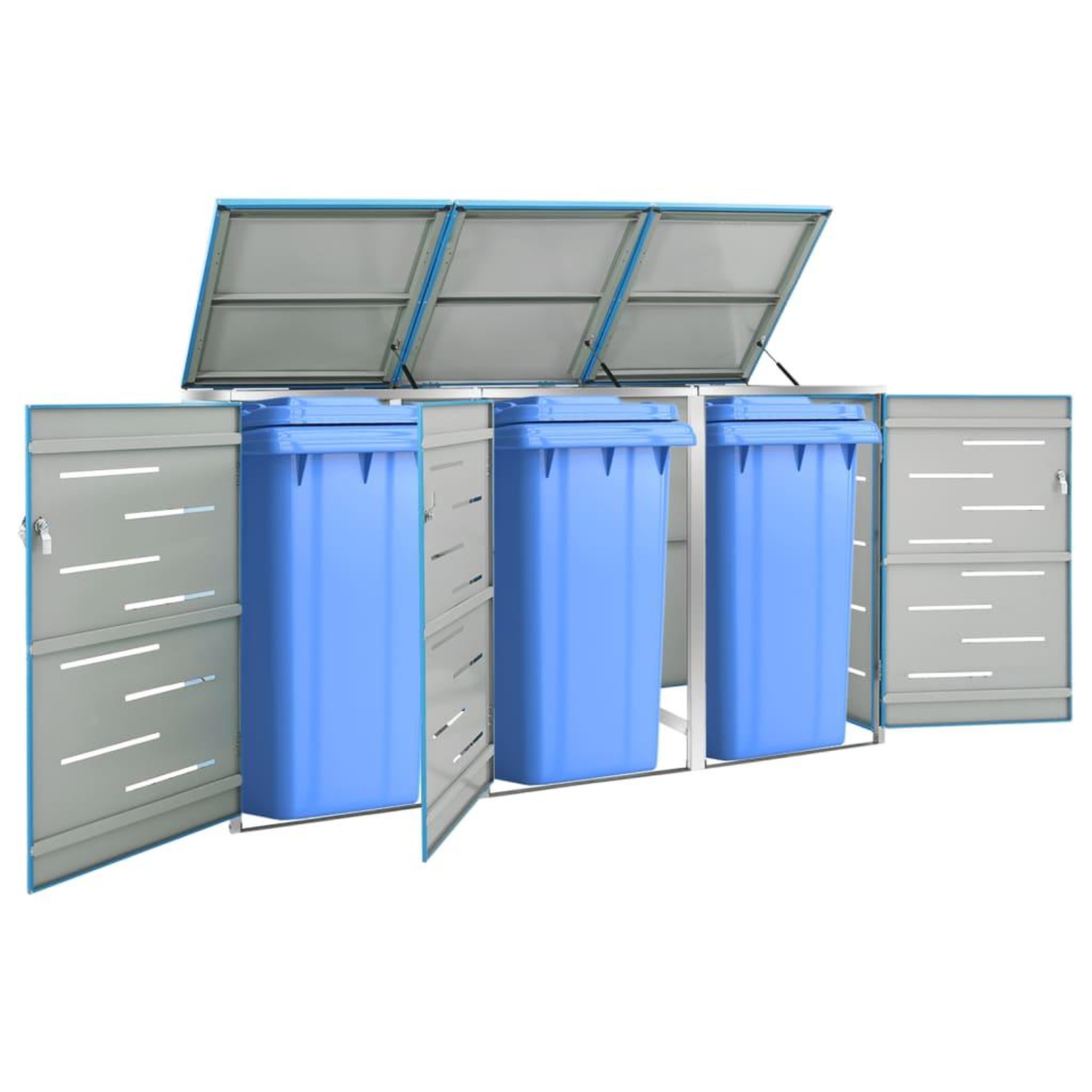 Voir la diapositive 1 : VIDAXL Abri pour trois poubelles 207x77,5x112,5 cm Inox