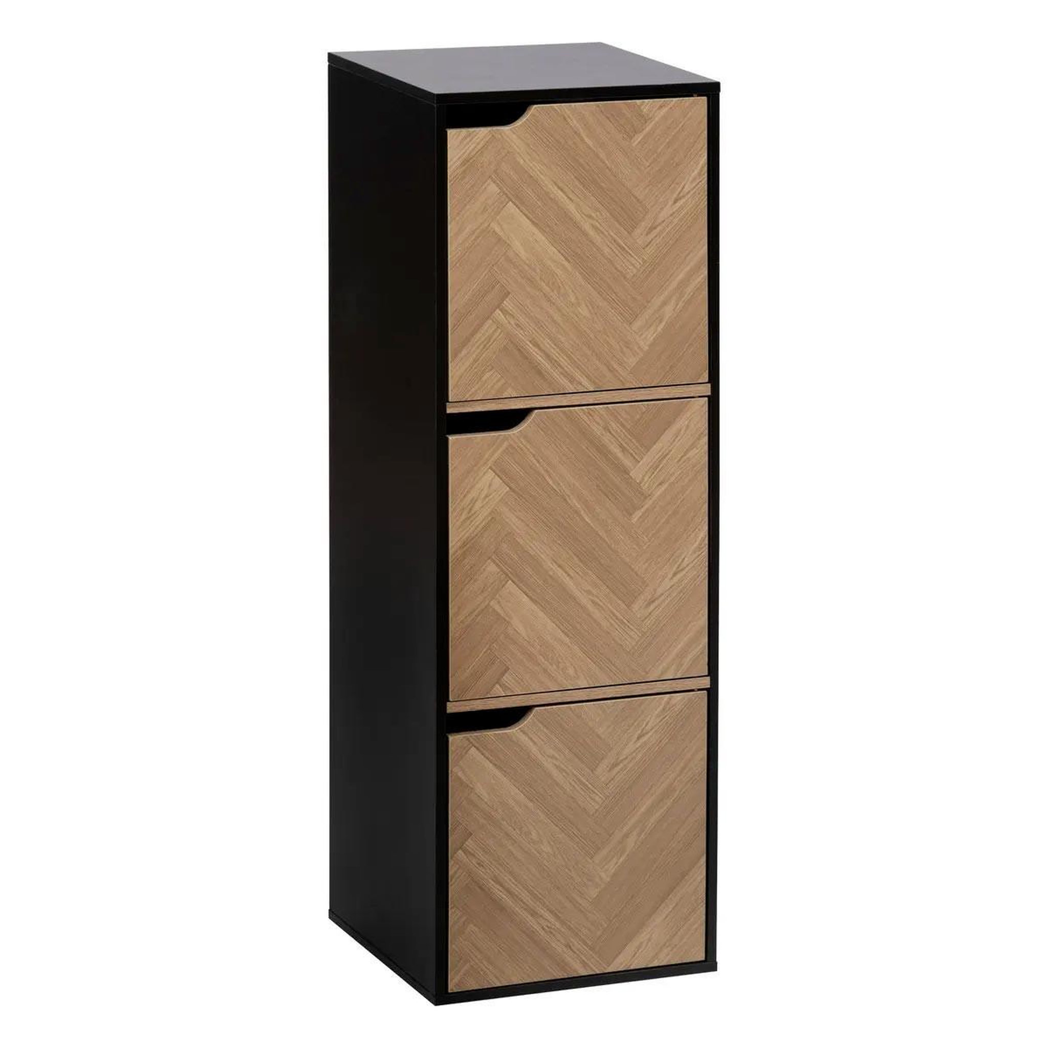 Paris Prix Étagère 3 cases  chevrons  100cm naturel & noir