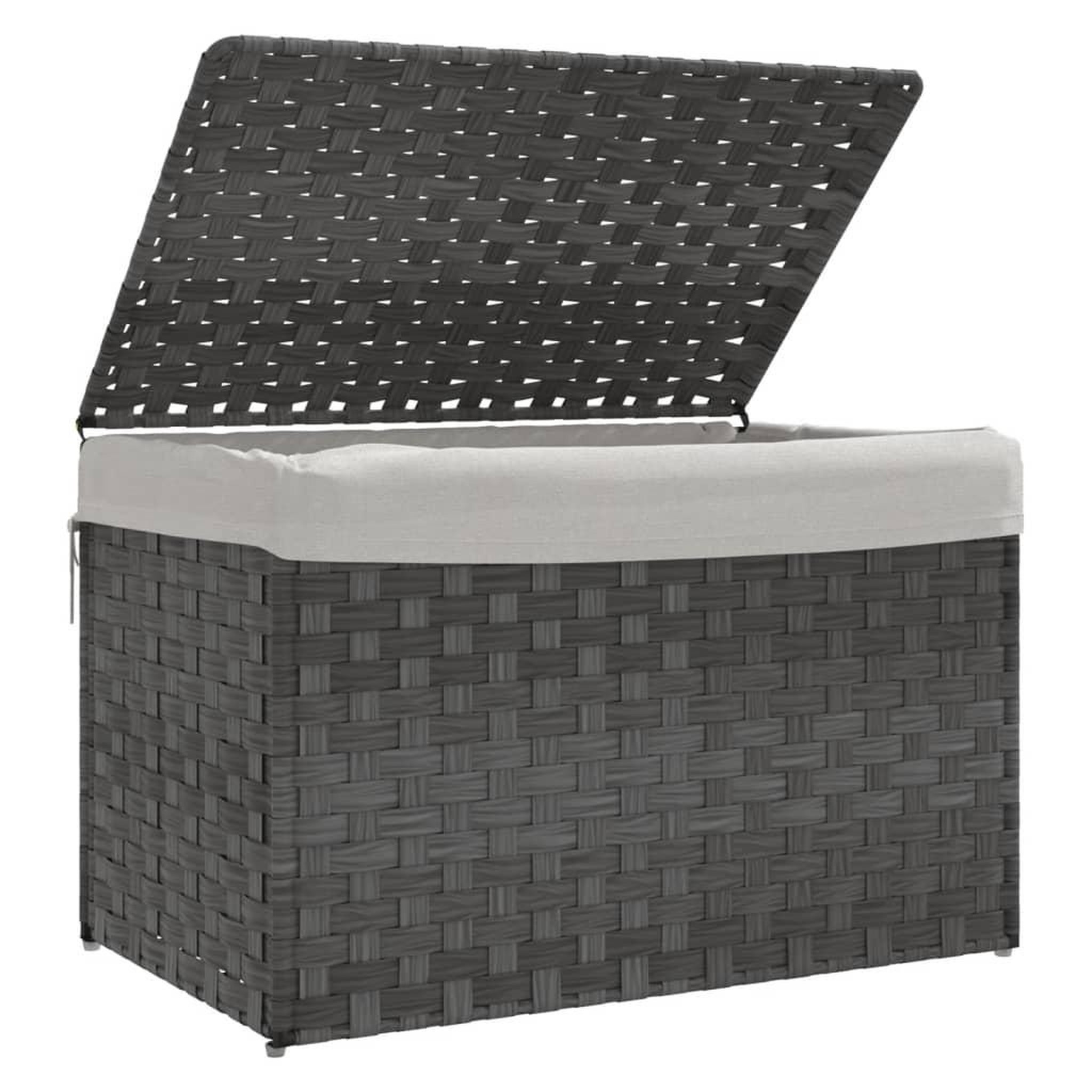 Voir la diapositive 4 : VIDAXL Panier a linge avec couvercle gris 55,5x35x34 cm resine tressee