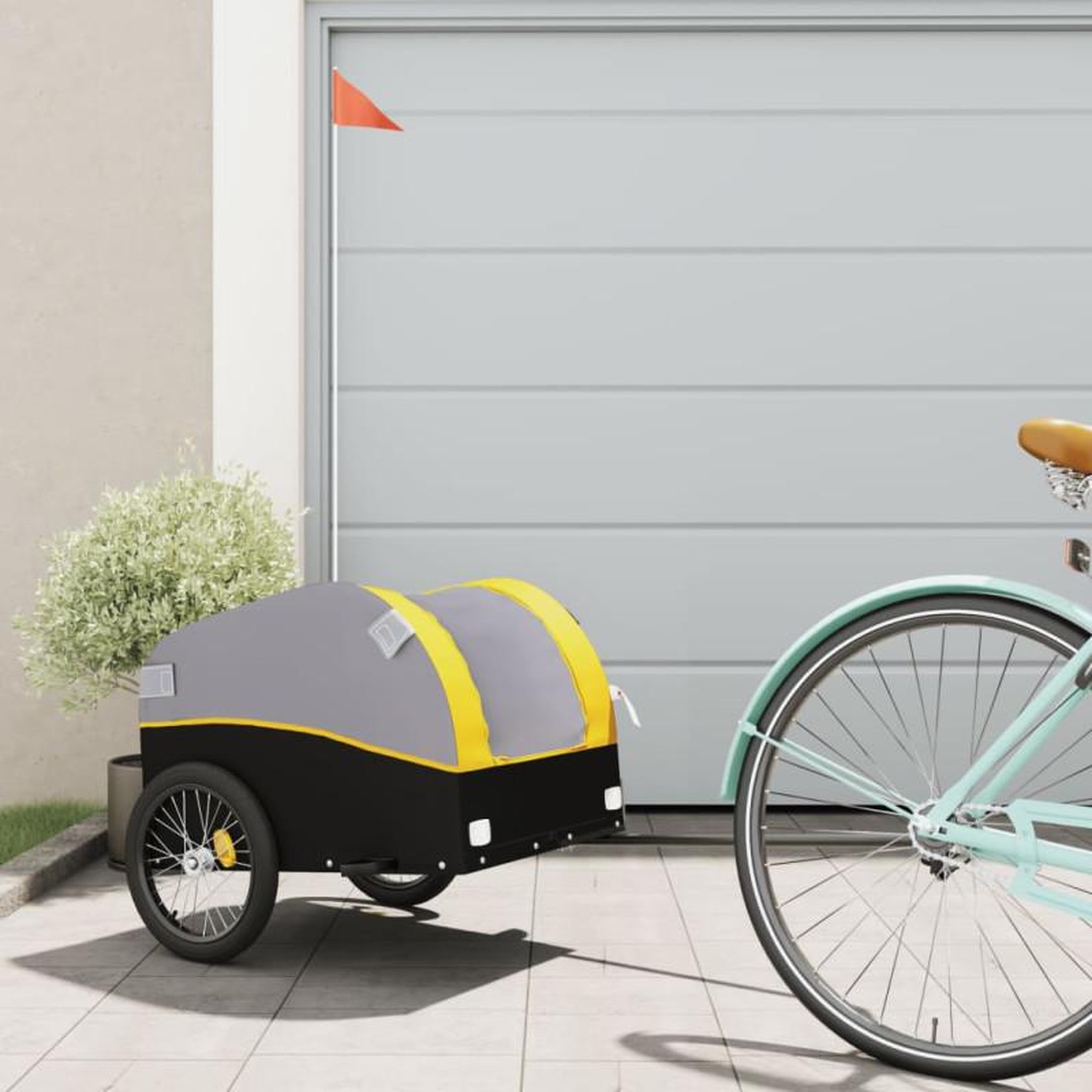 VIDAXL Remorque de vélo noir et jaune 30 kg fer