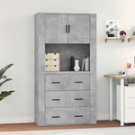 VIDAXL Buffet haut Gris beton Bois d'ingenierie