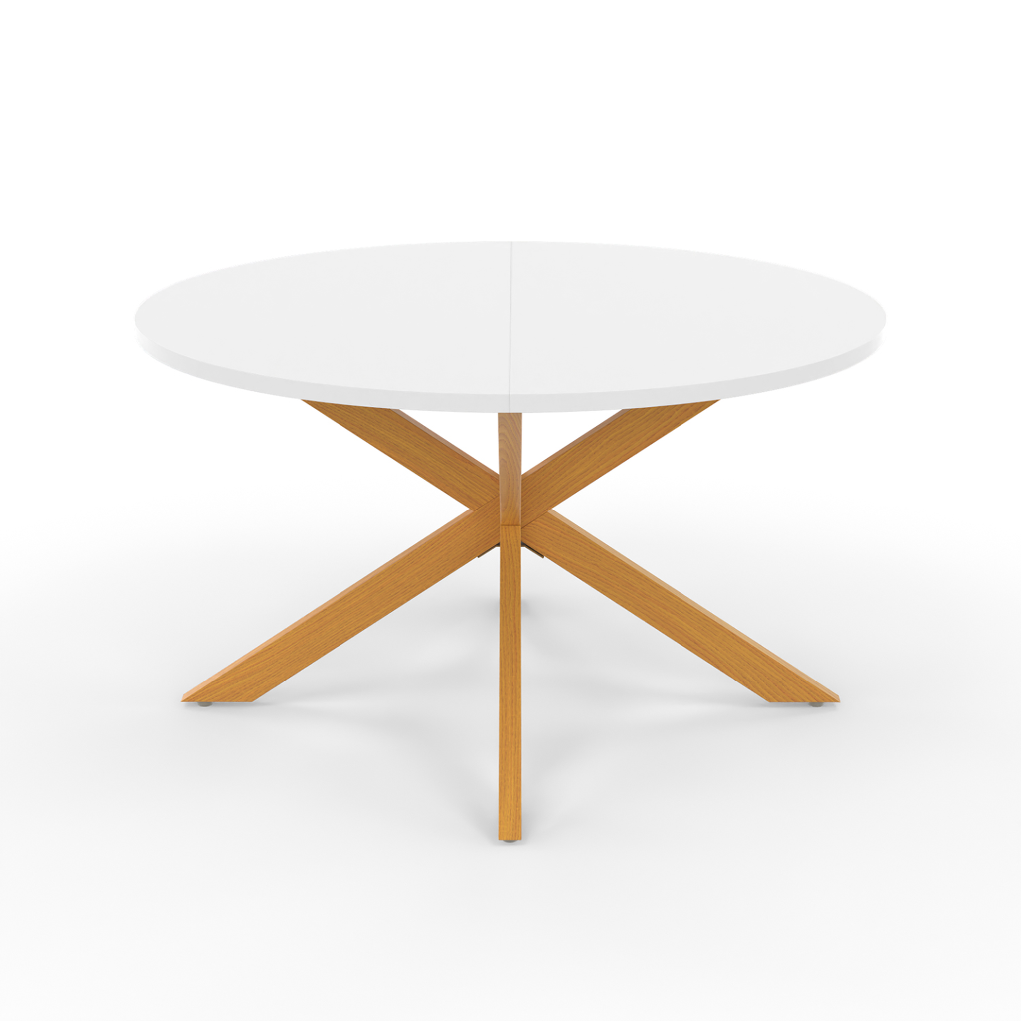 Voir la diapositive 3 : ID MARKET Table basse gisele ronde 70 cm pied araignée plateau blanc et pied effet bois