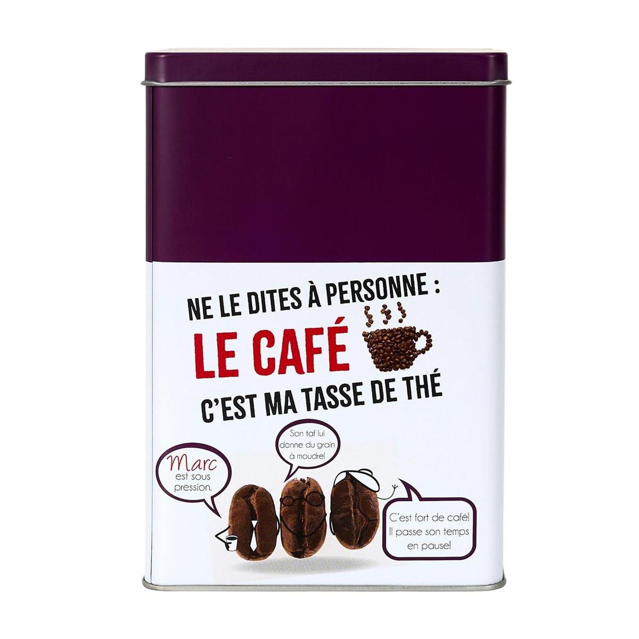 Voir la diapositive 3 : COOK CONCEPT Boîte à café en métal  ludique  18cm violet