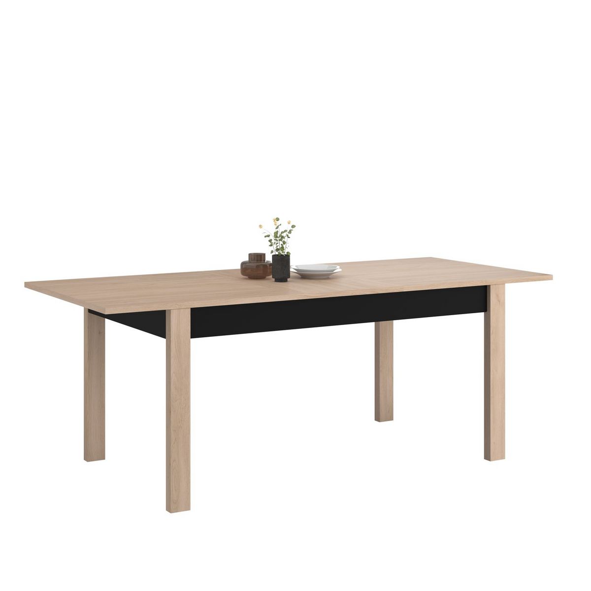 Ensemble table de séjour extensible L157/207 cm + buffet 3 portes + buffet haut LOLA
