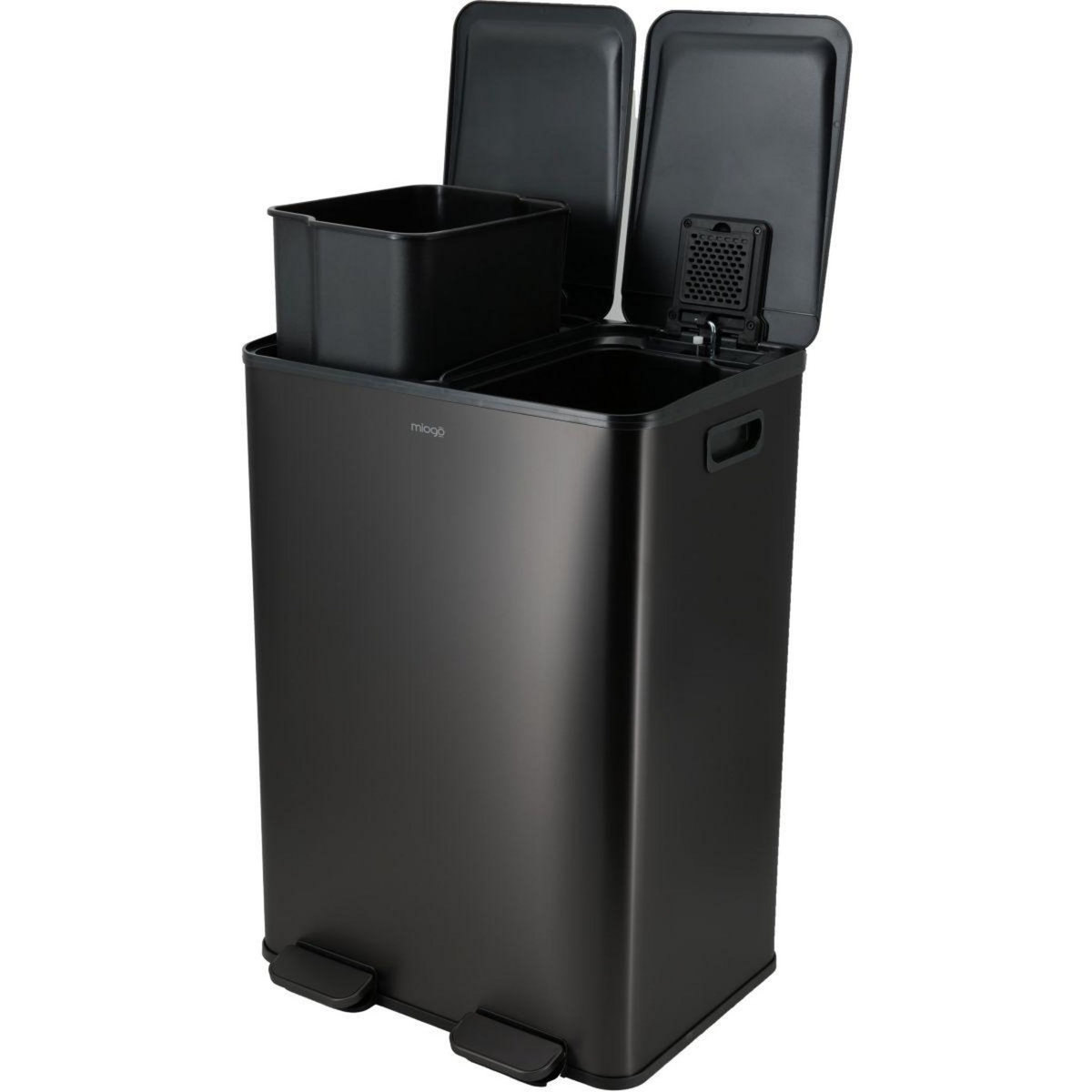 MIOGO Poubelle de cuisine tri sélectif 60L anthracite