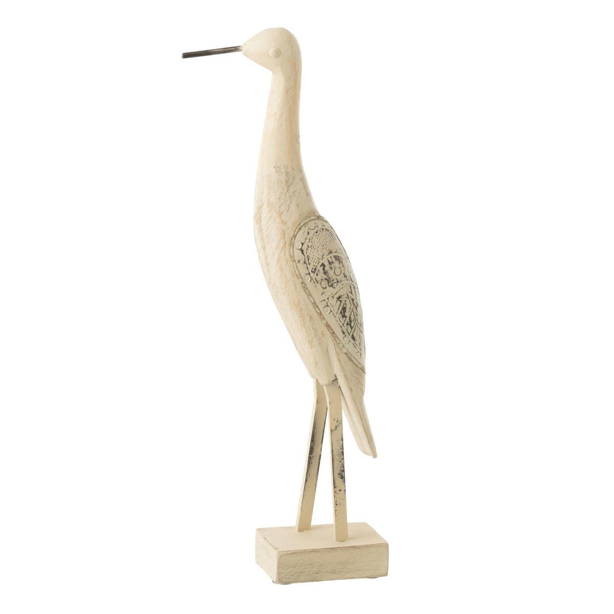 J-LINE Statue déco oiseau en bois  denny  48cm naturel
