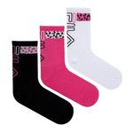 FILA X3 Paires de Chaussettes /Blanche/Noir Femme Fila. Coloris disponibles : Rose