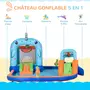 OUTSUNNY Château gonflable enfant - trampoline, toboggans, piscine, mur d'escalade, panier, pistolets eau, gonfleur, sac transport - polyester multicolore