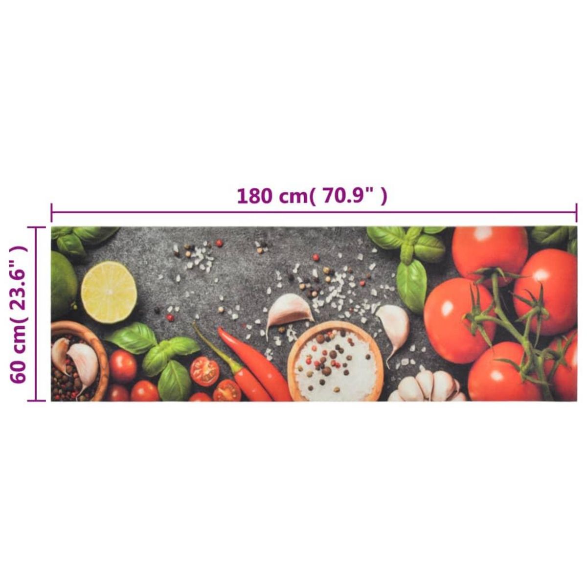 VIDAXL Tapis de cuisine lavable impression legumes 60x180 cm velours