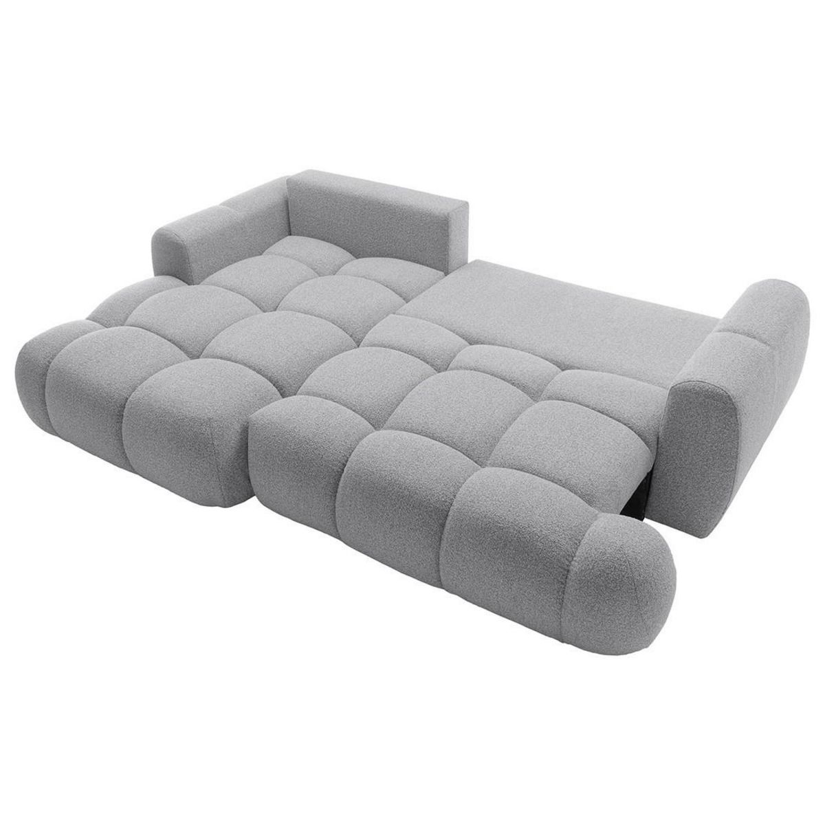 BEST MOBILIER Yulin - canapé d'angle gauche 4 places convertible avec coffre en tissu bouclette