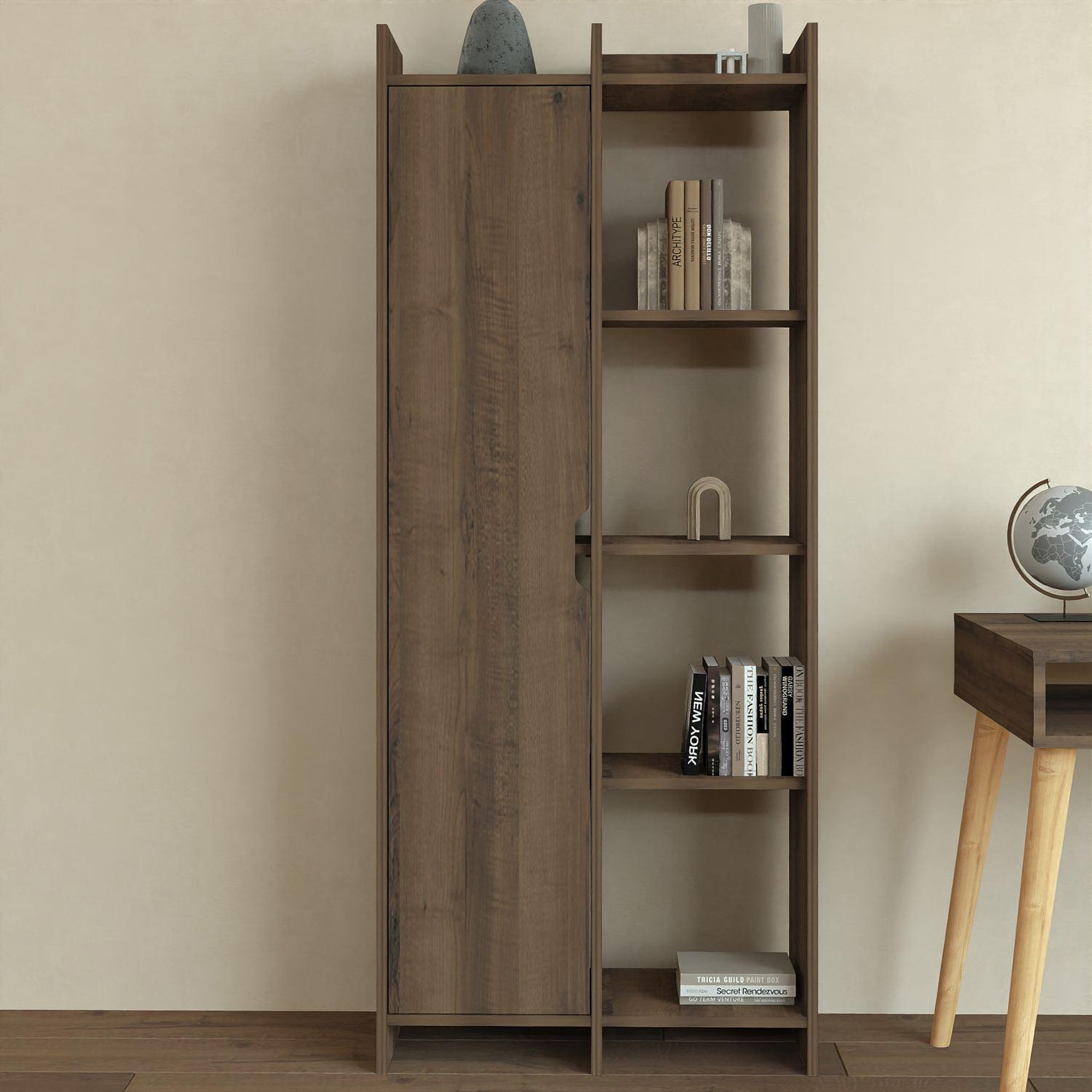 Voir la diapositive 3 : Habitat et Jardin Bibliothèque en bois  offer  70 x 30 x 180 cm - noyer antique