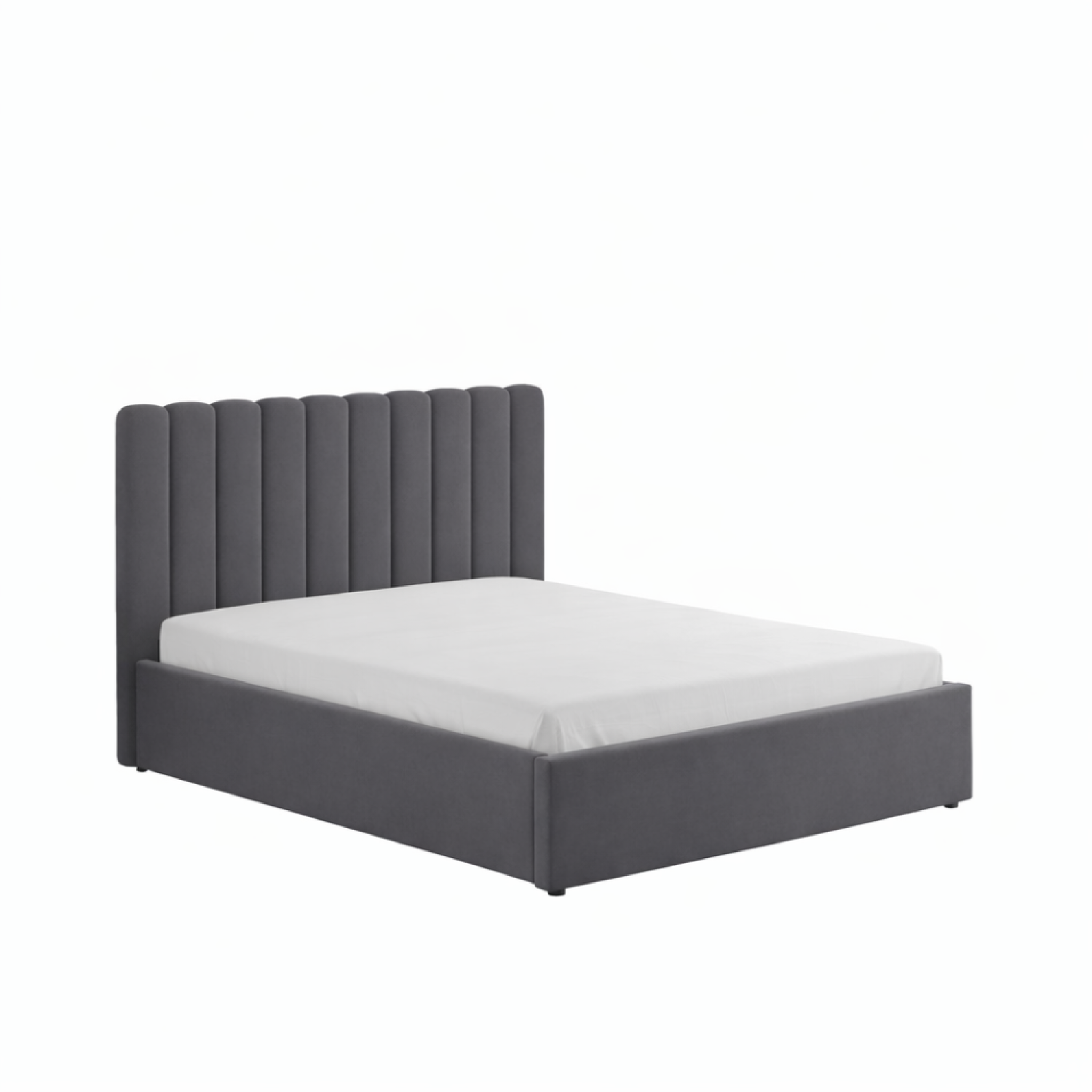 CONCEPT USINE Lit avec coffre de rangement 140x190cm velours gris foncé savannah