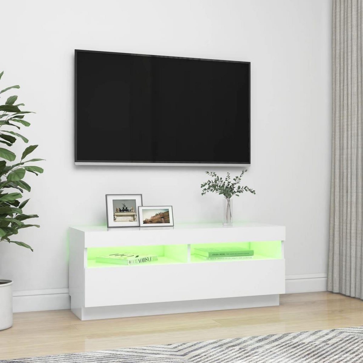 VIDAXL Meuble TV avec lumieres LED Blanc 100x35x40 cm