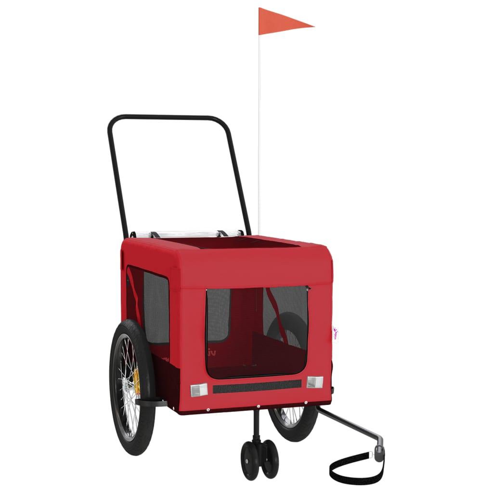 Voir la diapositive 5 : VIDAXL Remorque de velo pour animaux de compagnie rouge et noir