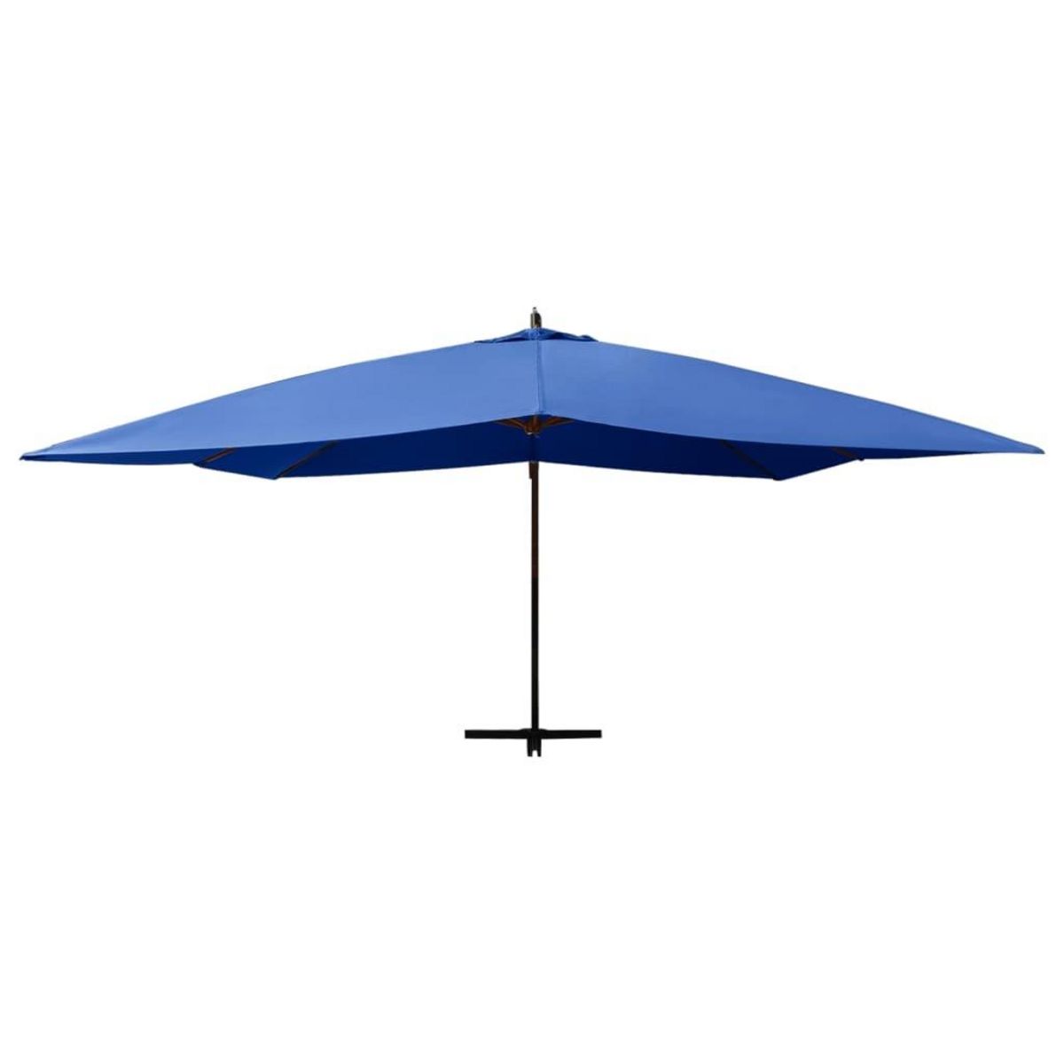VIDAXL Parasol de jardin en porte-a-faux avec mat en bois bleu azure