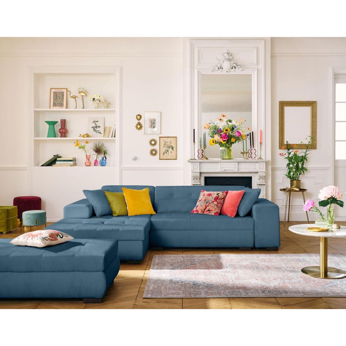 LISA DESIGN Vermont - pouf d'appoint - en velours côtelé