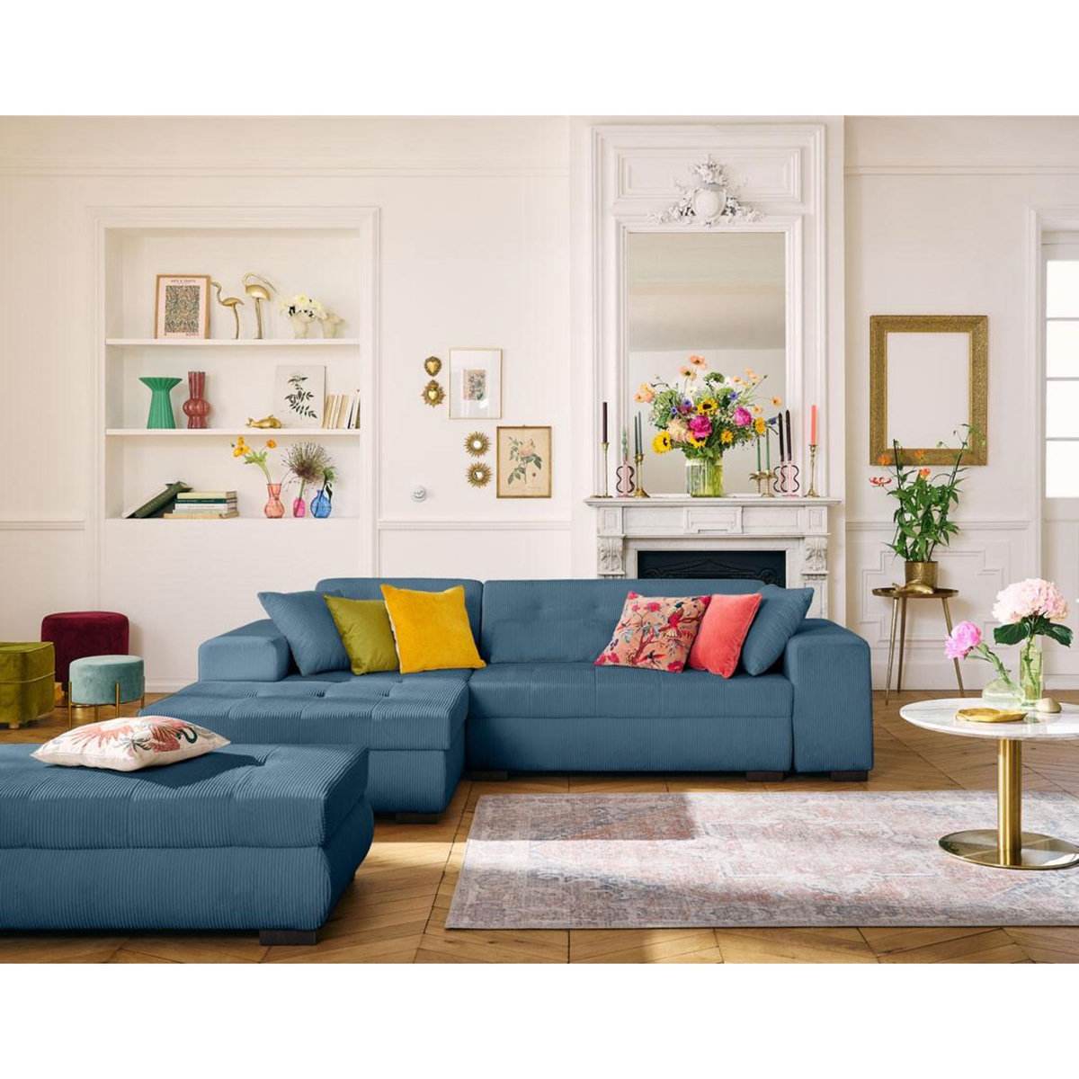 LISA DESIGN Vermont - pouf d'appoint - en velours côtelé