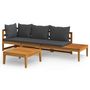 Voir la diapositive 2 : VIDAXL Salon de jardin 3 pcs avec coussins gris fonce Bois d'acacia