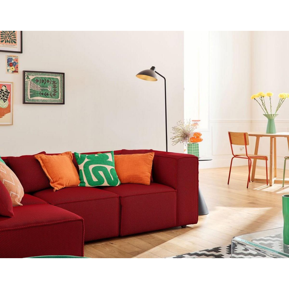 LISA DESIGN Arty - canapé modulable d'angle gauche 5 places - en tissu mailles 3d