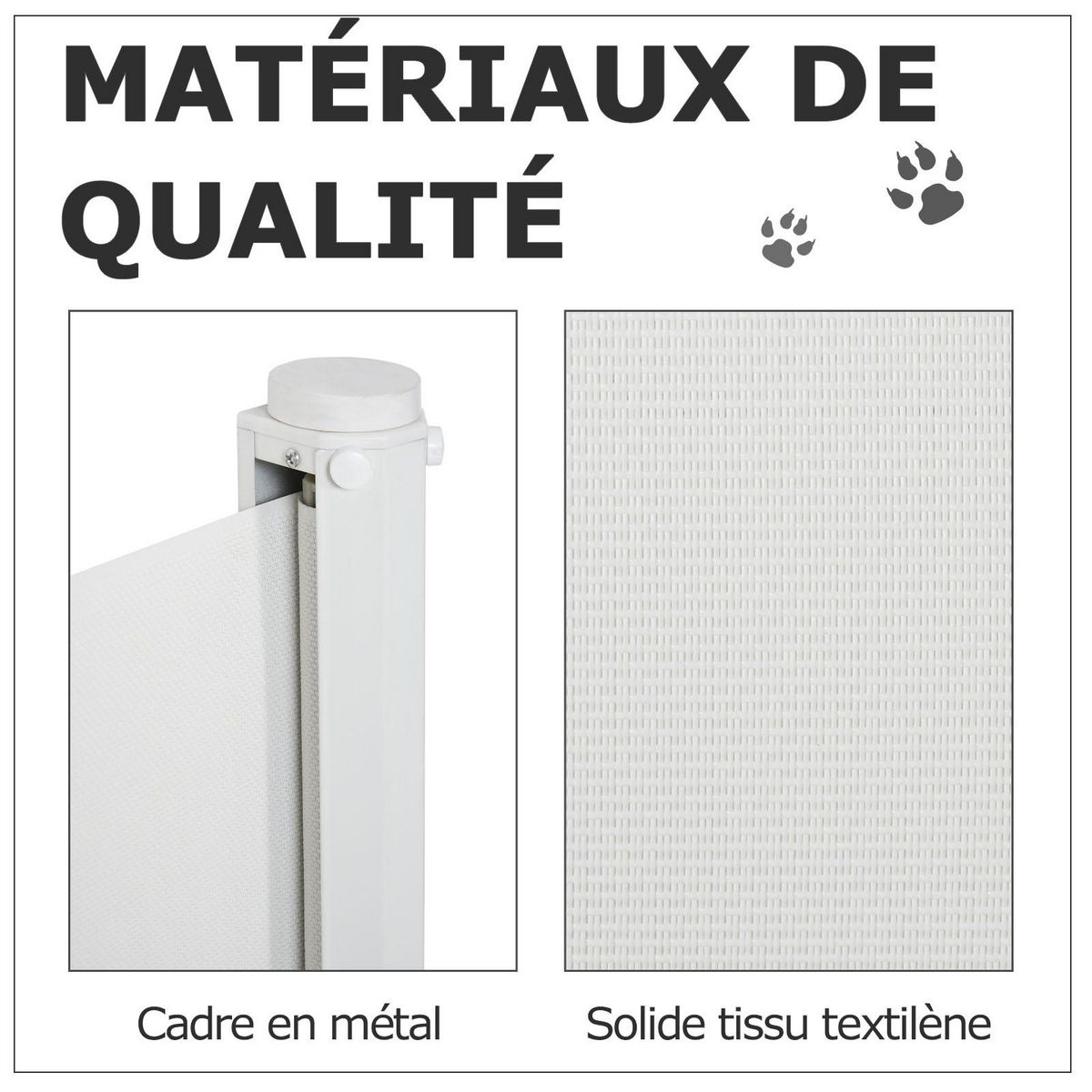 PAWHUT PawHut Barrière de sécurité barrière animaux rétractable automatique 1,15L x 0,83H m teslin métal blanc