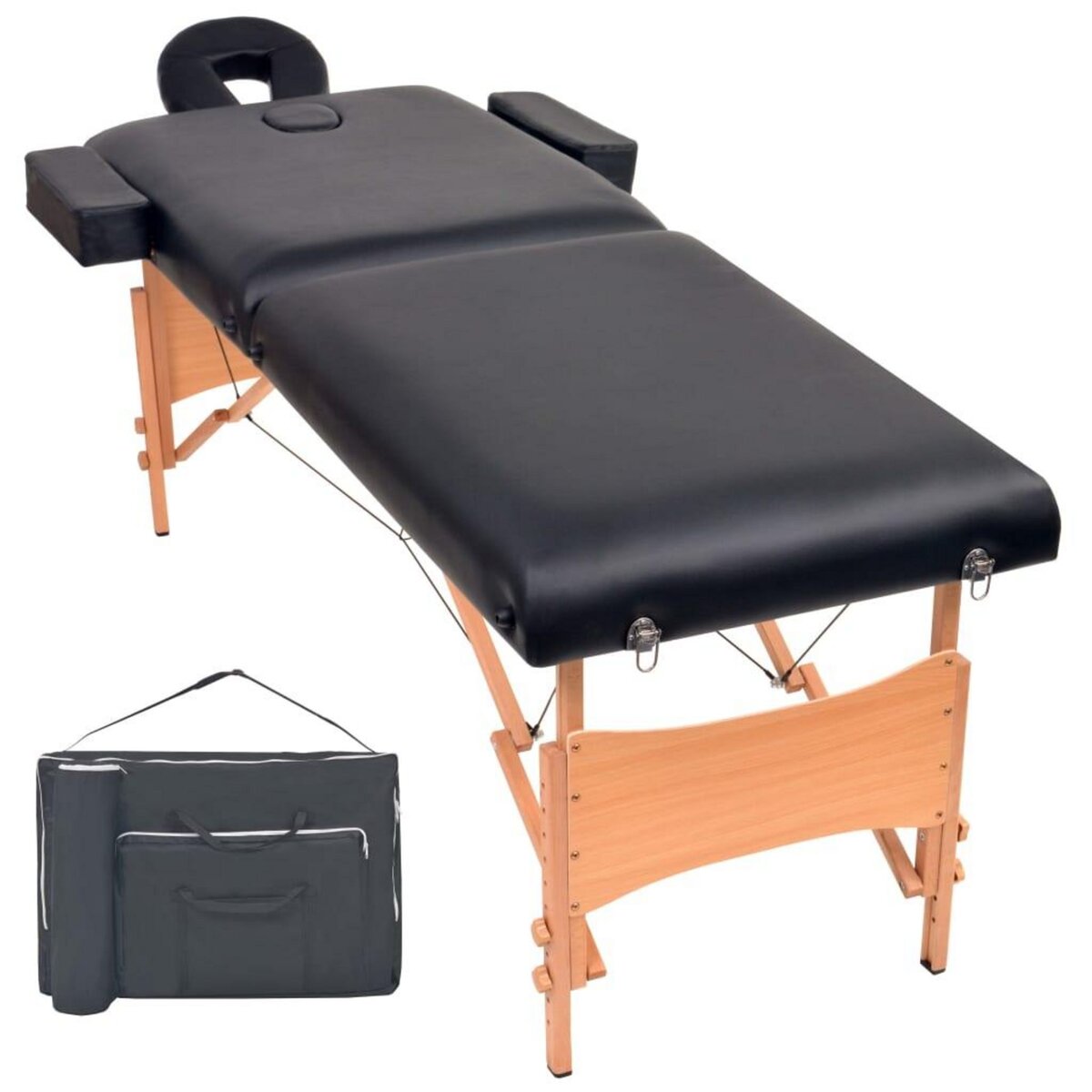 VIDAXL Table de massage pliable a 2 zones 10 cm d'epaisseur Noir