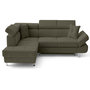 Voir la diapositive 1 : BEST MOBILIER Lisbona - canapé d'angle gauche 5 places convertible avec têtières en velours côtelé