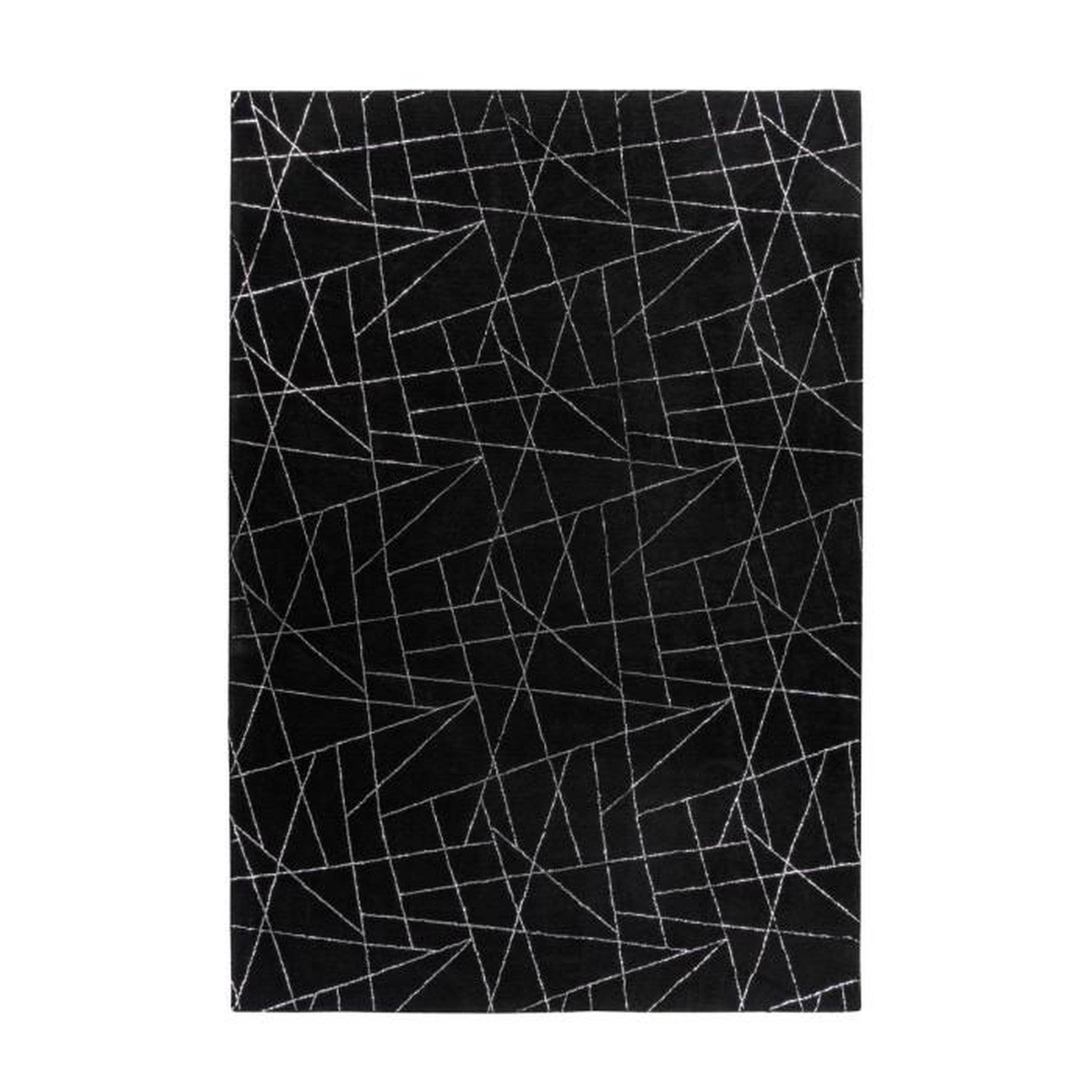 Paris Prix Tapis Géométrique à Poils Longs  Bijou  Noir & Argent. Coloris disponibles : Noir