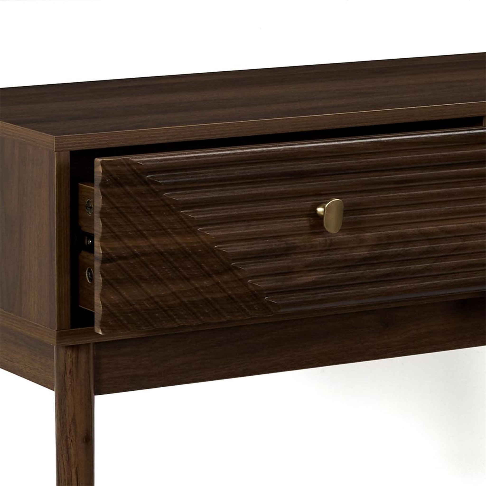 Voir la diapositive 4 : The Home Deco Factory Console 2 tiroirs  tiffany  100cm marron