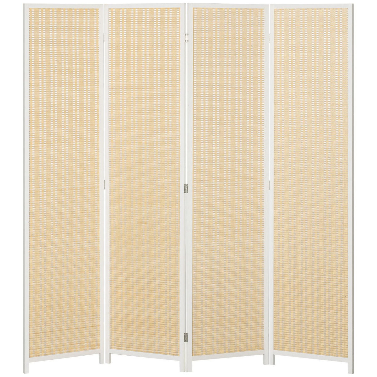 HOMCOM Paravent intérieur séparateur de pièce pliable 4 panneaux dim. 180L x 180H cm bois pin bambou coton