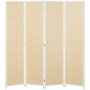 Voir la diapositive 1 : HOMCOM Paravent intérieur séparateur de pièce pliable 4 panneaux dim. 180L x 180H cm bois pin bambou coton