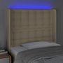 Voir la diapositive 4 : VIDAXL Tete de lit a LED Creme 103x16x118/128 cm Tissu