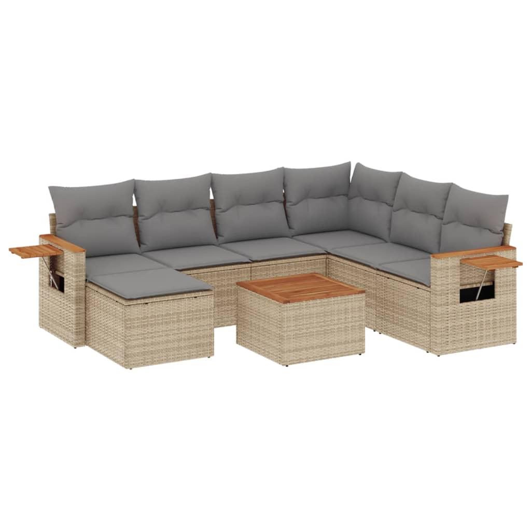 Voir la diapositive 2 : VIDAXL Salon de jardin avec coussins 8 pcs beige resine tressee