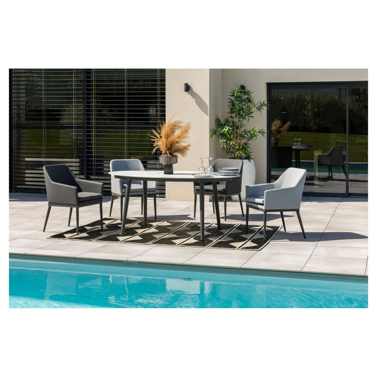 JARDILINE Lot de 2 fauteuils de jardin - Aluminium/Textilène - Gris perlé - FORMENTERA