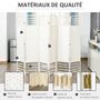 Voir la diapositive 5 : HOMCOM Paravent intérieur 6 panneaux pliables séparateur de pièce bois de peuplier bambou fibres de papier tressée blanc paille