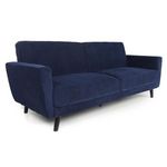 Paris Prix Canapé Convertible en Velours  Garry  220cm Bleu