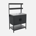 SWEEEK Cuisine extérieure en acier avec 2 étagères suspendues et 2 portes L80cm. Coloris disponibles : Noir, Vert