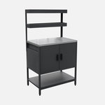 SWEEEK Cuisine extérieure en acier avec 2 étagères suspendues et 2 portes L80cm. Coloris disponibles : Noir, Vert