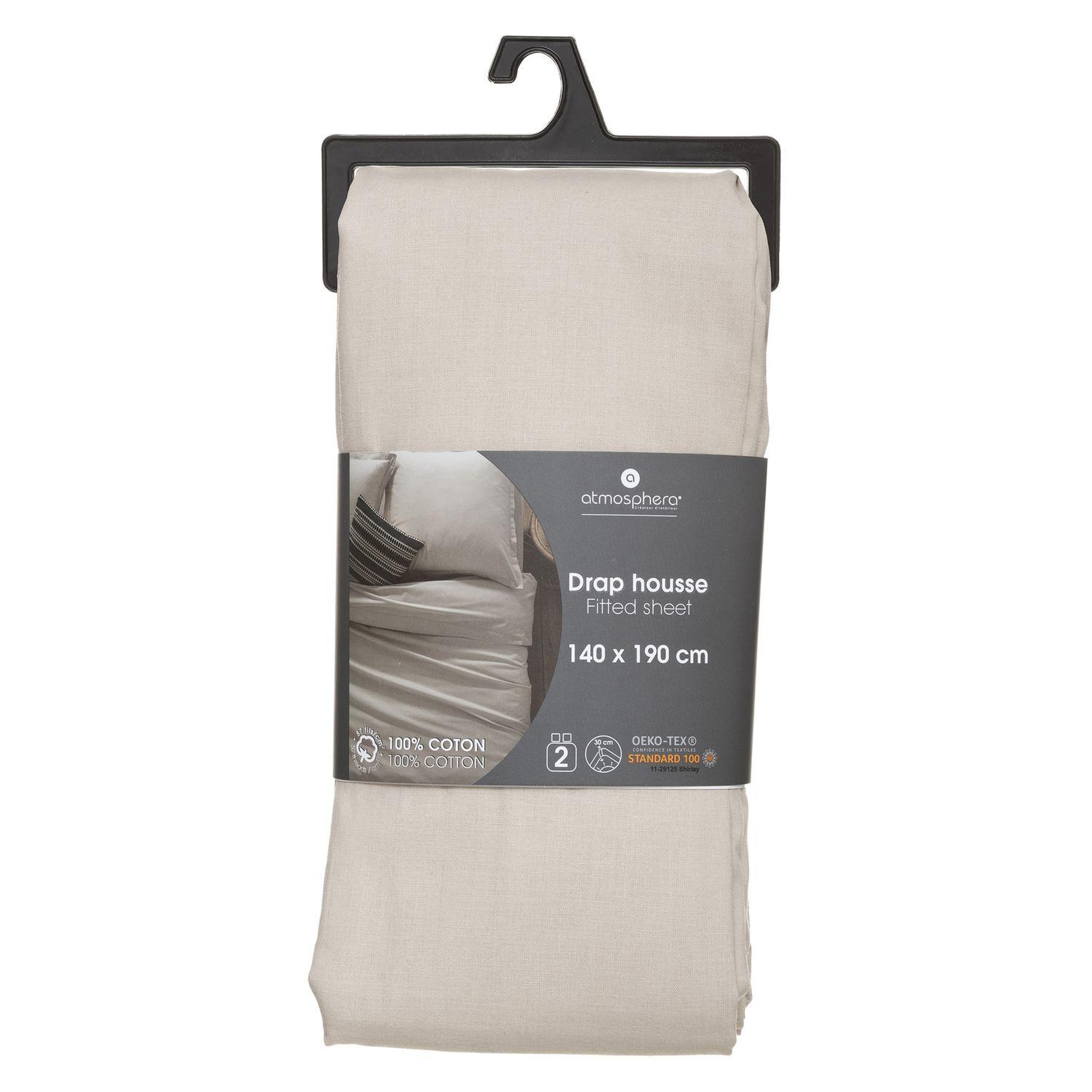 Voir la diapositive 1 : ATMOSPHERA Drap housse bonnet 30 cm 100% coton 2 places