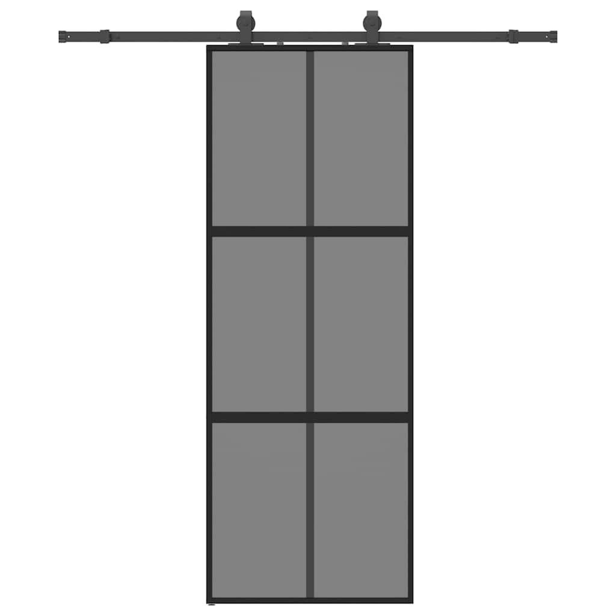 Voir la diapositive 2 : VIDAXL Porte coulissante kit quincaillerie noir 76x205 cm verre trempe