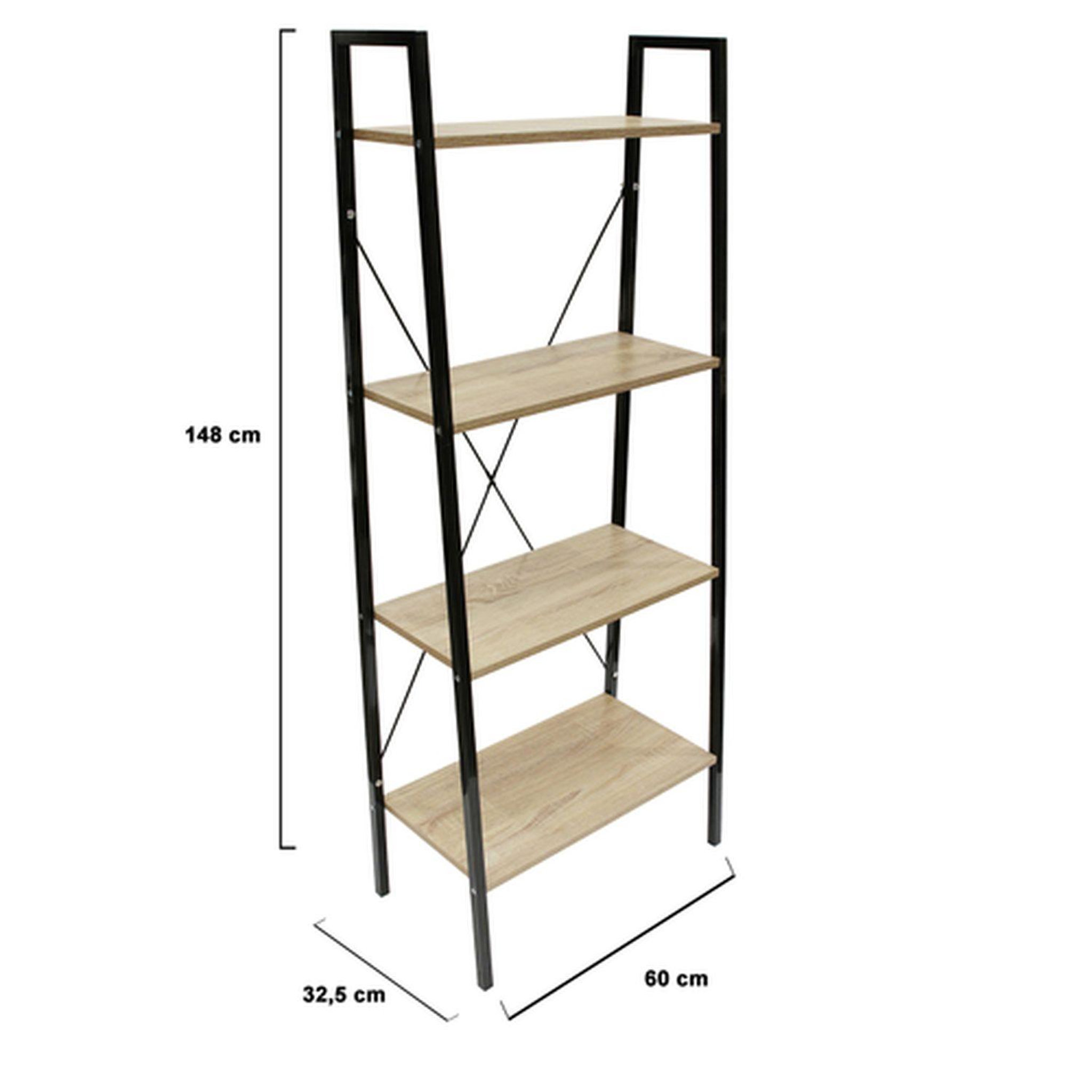 Voir la diapositive 5 : The Home Deco Factory Etagère en mélamine et métal - l.60 x h.148 cm - noir
