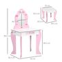 Voir la diapositive 3 : HOMCOM Coiffeuse enfant design girly motif coeur - tiroir, miroir, tabouret inclus - MDF - blanc rose