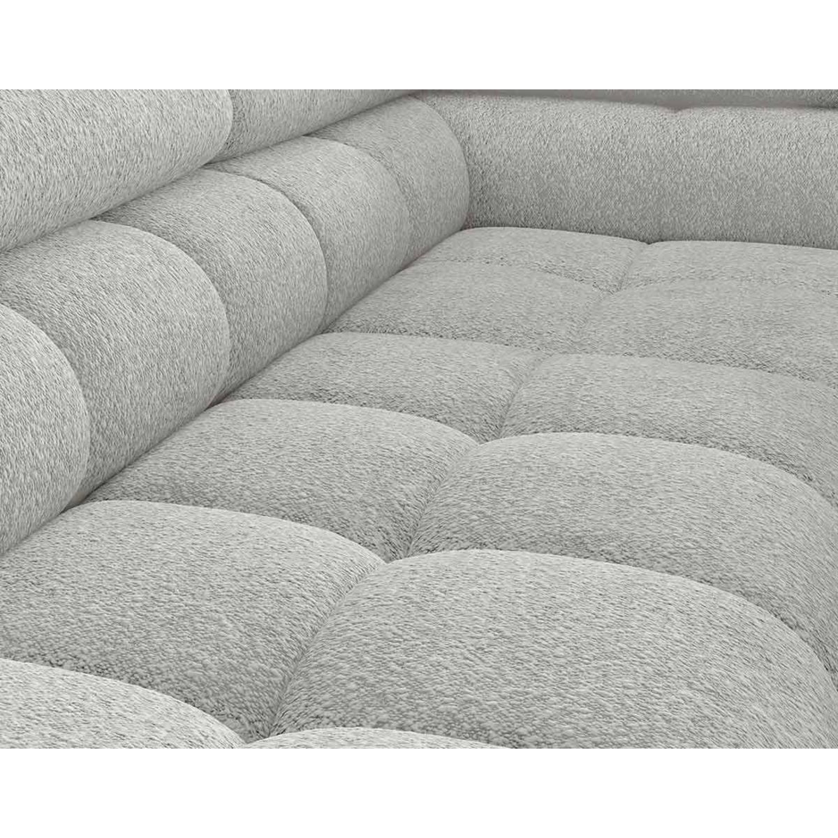 BEST MOBILIER Elisa - canapé d'angle droit 5 places convertible avec coffre et têtières réglables en tissu bouclette