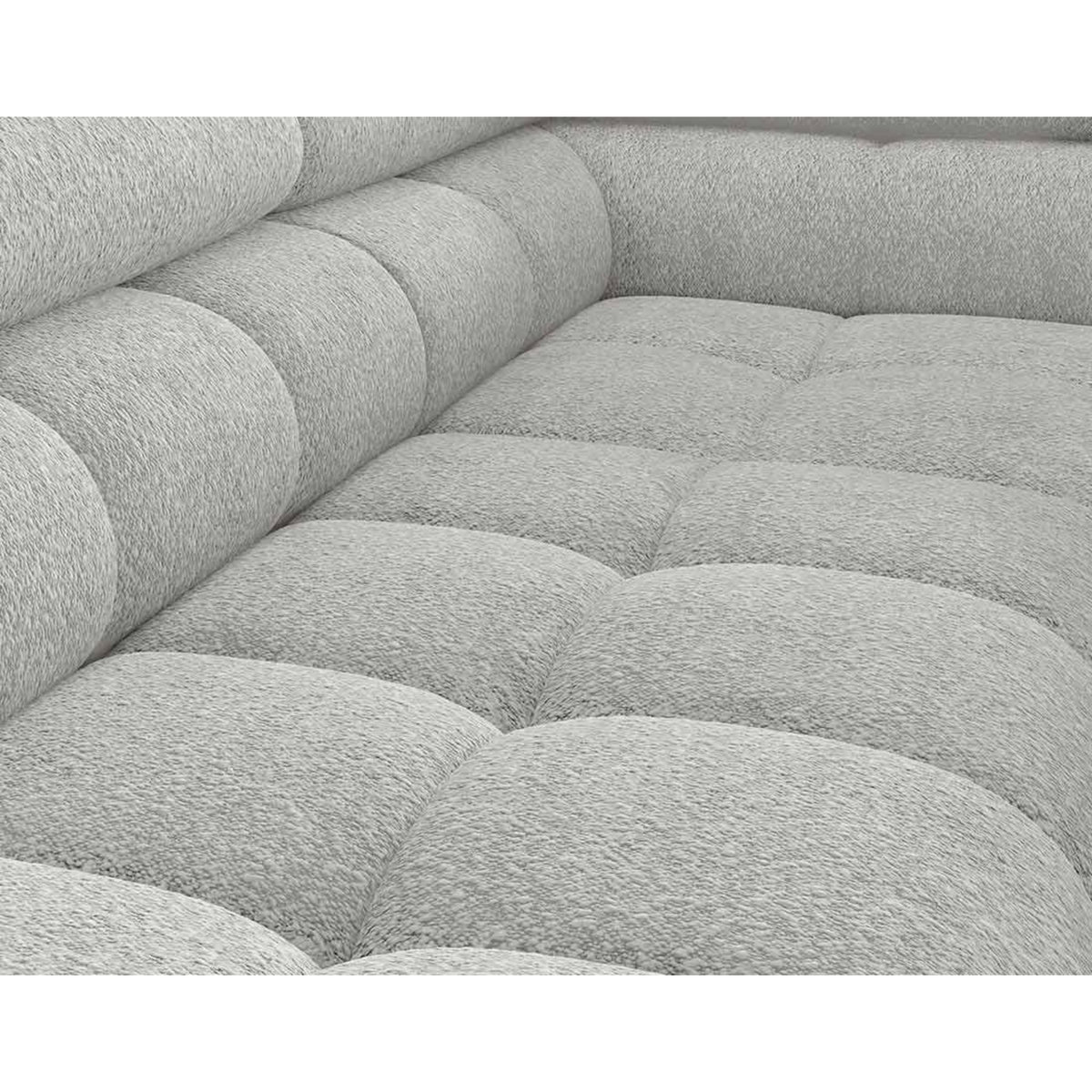 BEST MOBILIER Elisa - canapé d'angle droit 5 places convertible avec coffre et têtières réglables en tissu bouclette