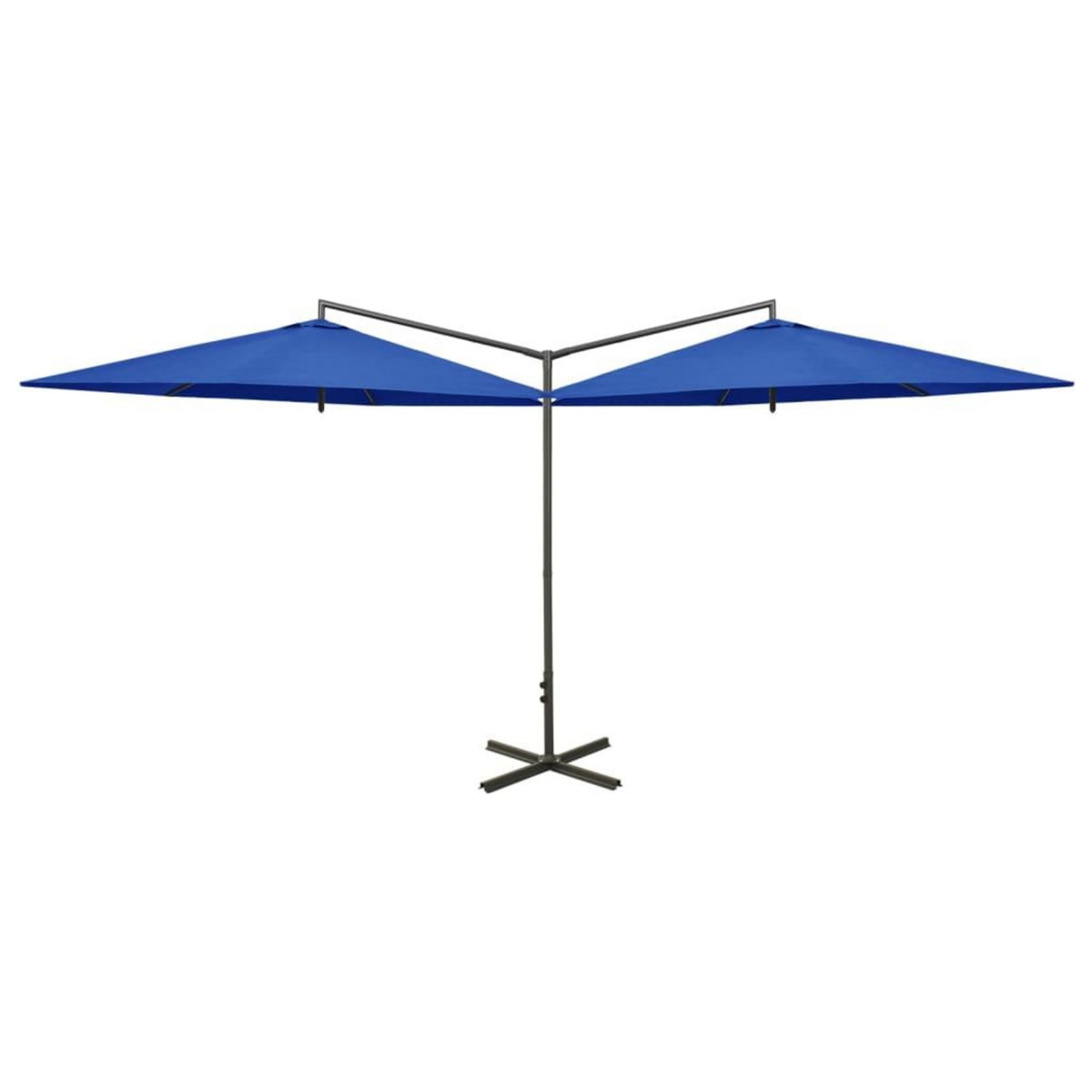 VIDAXL Parasol de jardin double avec mat en acier bleu azure 600 cm