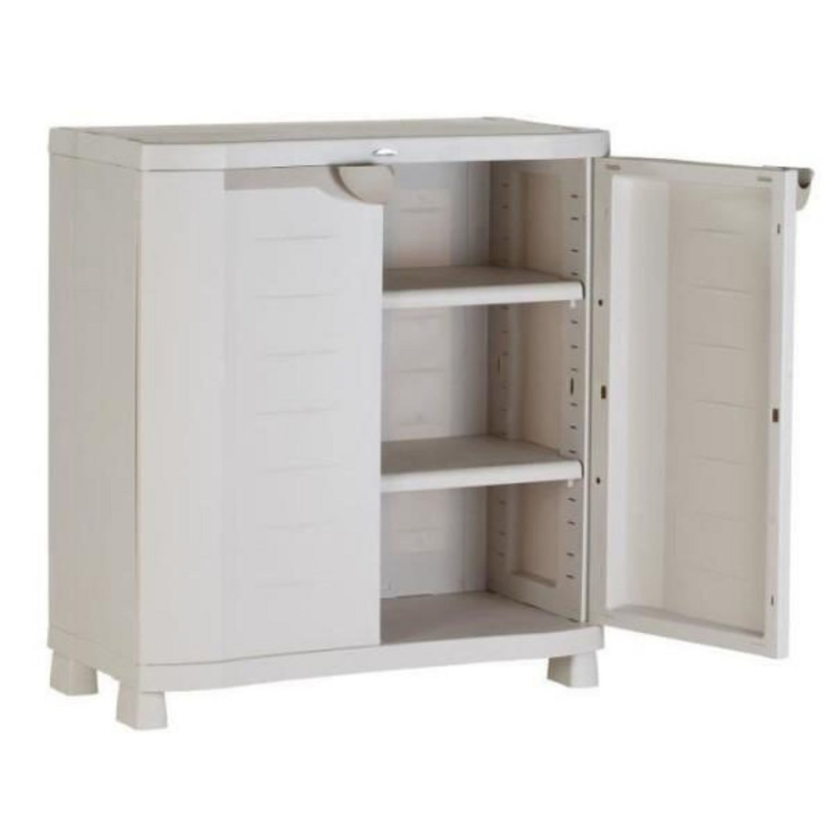 PLASTIKEN Armoire basse de rangement en résine PLASTIKEN - 2 grandes étageres - l 90 x p 45 x h 100 cm - Gamme Space SAVER