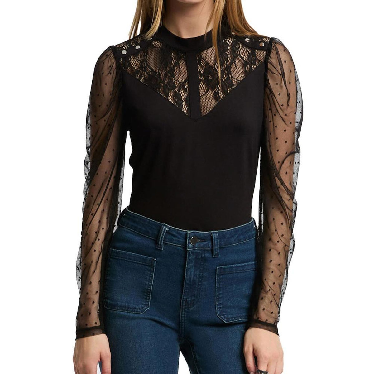 MORGAN T-Shirt Manches Longues Noir Femme Morgan TSAGE